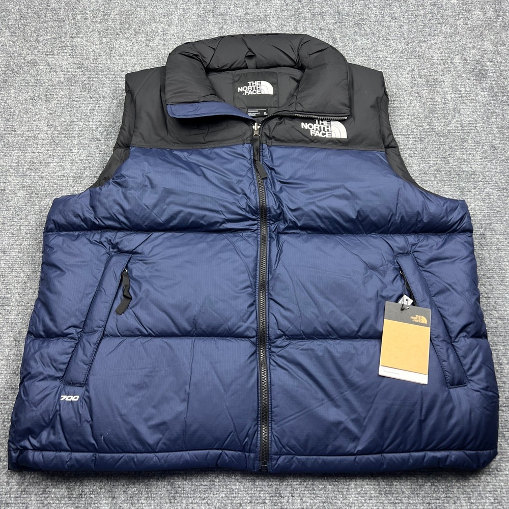 NEW The North Face 1996 Retro Nuptse Vest Mens XL Navy 700 Down Full Zip Puffer